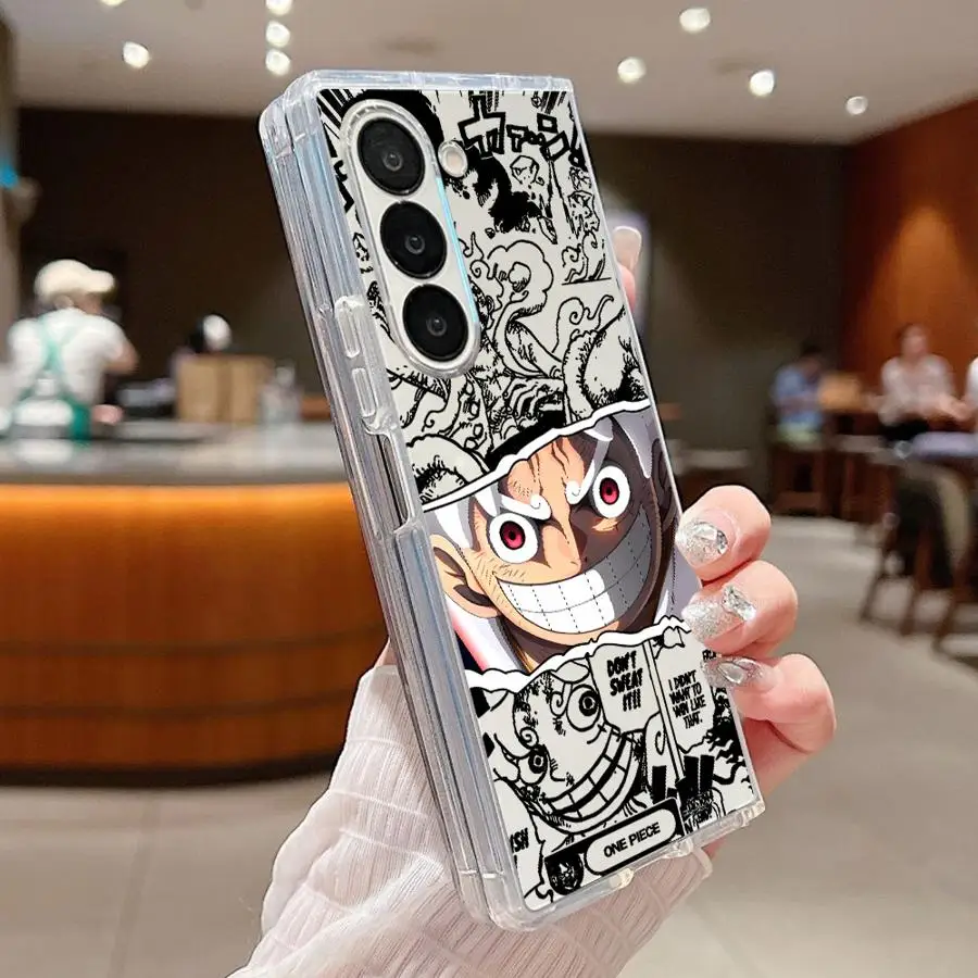 O-One P-iece Luffy Case for Samsung Galaxy ZFold7 ZFold3 ZFold6 Z Fold 7 6 5 4 3 ZFold5 ZFold4 Hard Phone Cover
