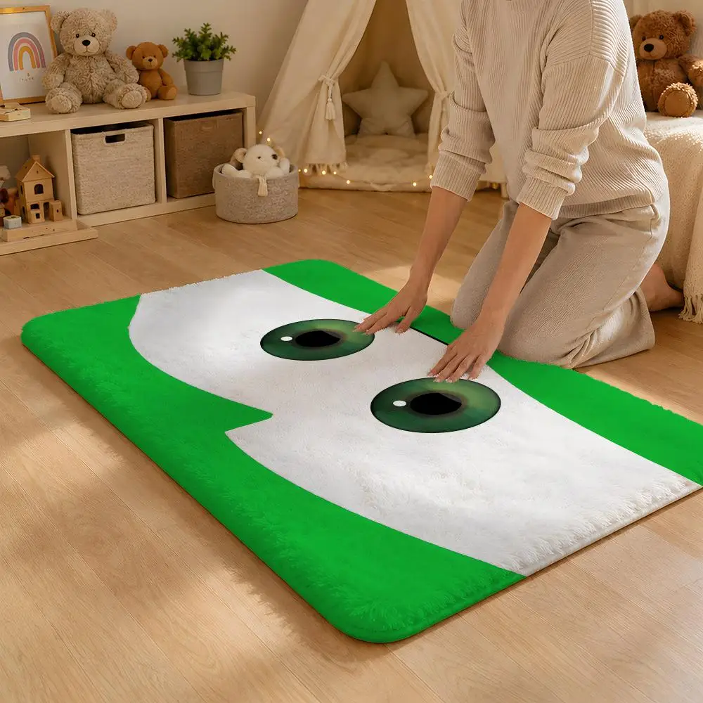 Cartoon Car With Cute Eyes Floor Mat Flannel Rug Non Slip Absorbent Soft Washable For Entryway Hallway Bathroom Kitchen Decor