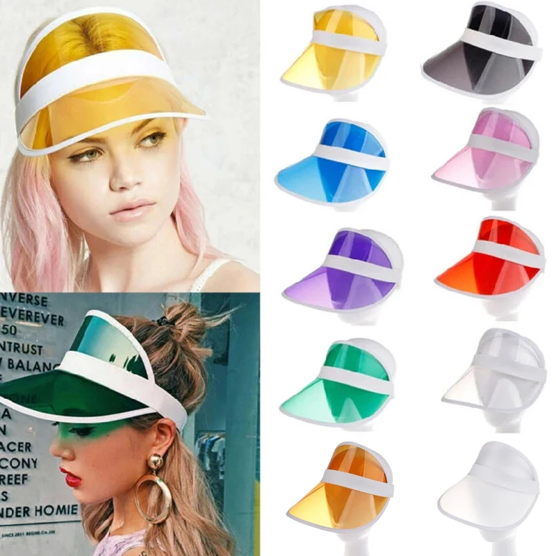 

Summer Sun Hat Transparent Visor Clear Plastic Pvc Anti-uv Sunscreen Cap Sunhat Outdoor Baseball Hats Fashion