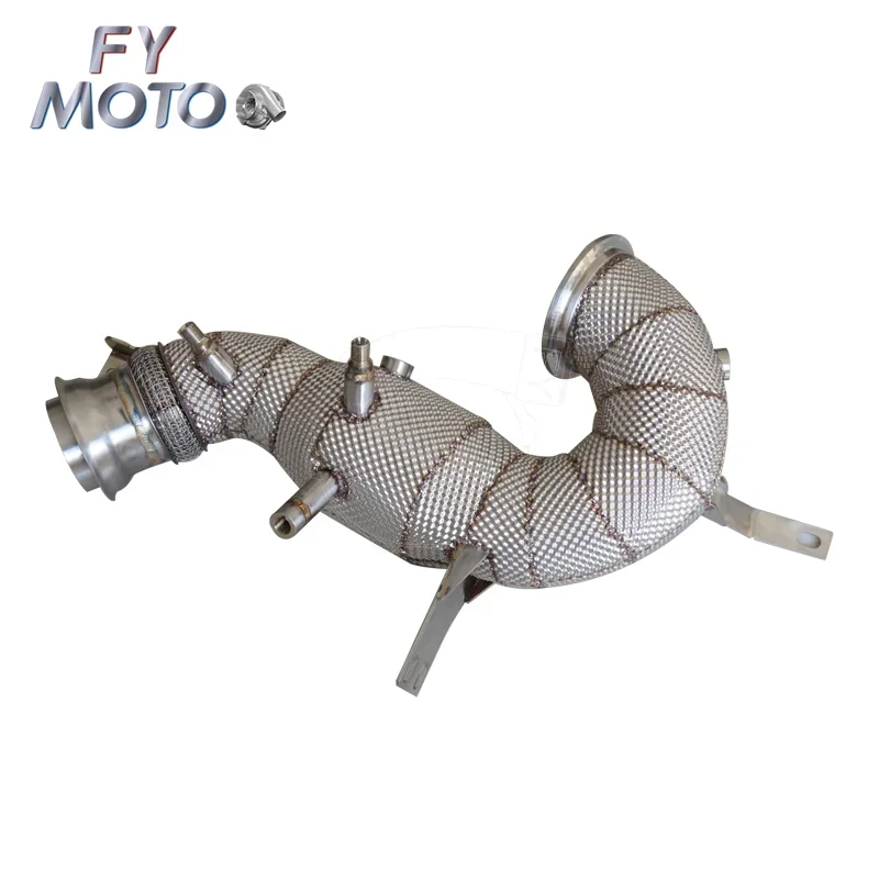 Exhaust Catted Downpipe For AMG X290 GT43 GT50 GT53 / W213 E53 C257 CLS43 CLS53 / W167 GLE53 OPF / GPF With Heat Shield