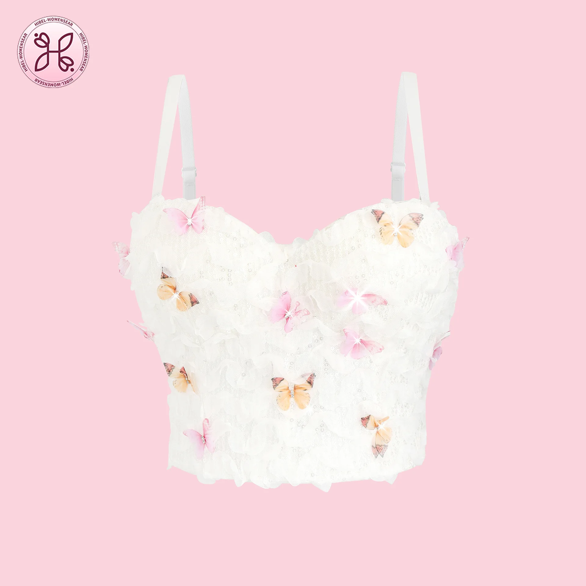 

Топ-бюстье Fishbone Spring, топ-майка Pure Desire Style Butterfly, утягивающая женская одежда, топ в стиле Y2K, укороченный топ, майка-кроп-топ