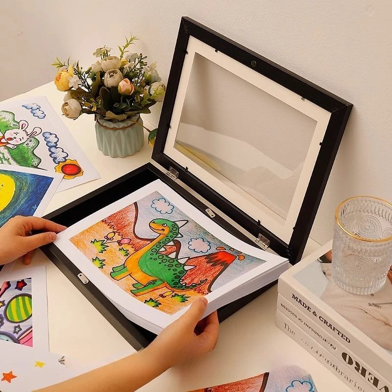 Flip Photo Frame A4  Children's Painting Display Picture Frame Storage Magnetic Painting Artwork Art Board Wall Tabletop