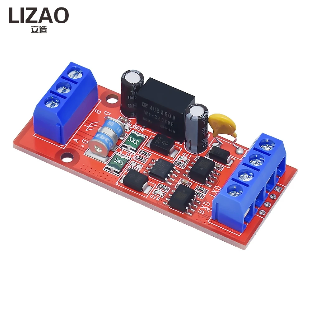 LIZAO TTL to RS485 Isolated Converter Module Optocoupler Isolation UART Interface 3.3V-5V Lightning Protection for MCU