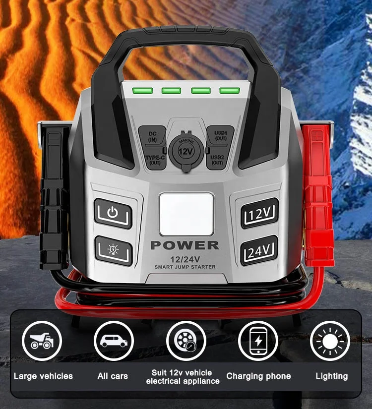 80000mah 12000A Multi Function Portable Car Jump Starter Battery Booster With LED Flashlight Heavy Duty Truck Jump Starter