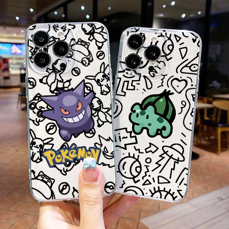 

P-Pokemon Cartoon Popular Phone Case For Apple iPhone 17 16 15 14 13 12 11 Air Pro Max Plus Mini Transparent Soft