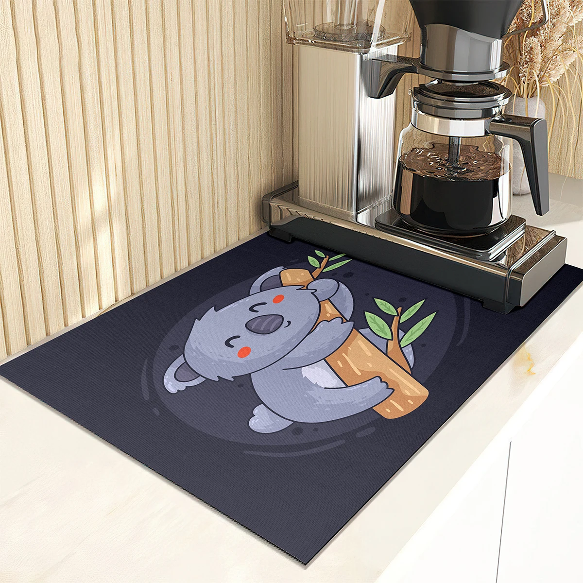 Cartoon Koala Dish Drying Mat Super Absorbent Kitchen Counter Drain Pads Tableware Cup Bottle Sink Waterproof Non-slip Mats