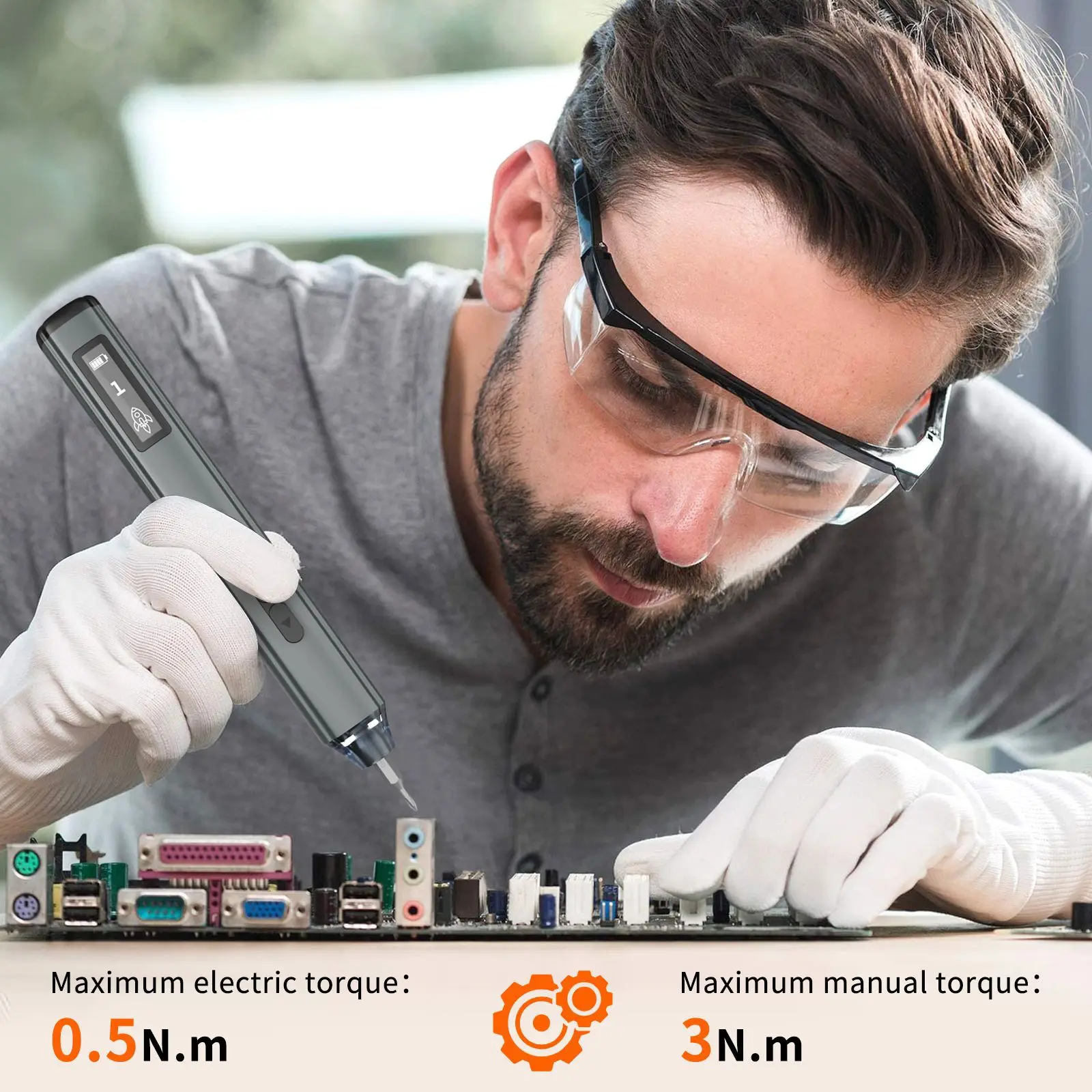 60 in 1 Digital Pen Electric Screwdriver Set with OLED Display, 5 Torque Levels, 460 mAh Battery, S2 Steel Bits, 4 LED Lights