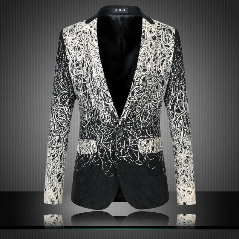 

2023 Banquet Party Suit Jacket Evening Dress Fashion Jacquard Casual Business Jacket Slim Men Wedding Jacket Male Clothing S-6XL