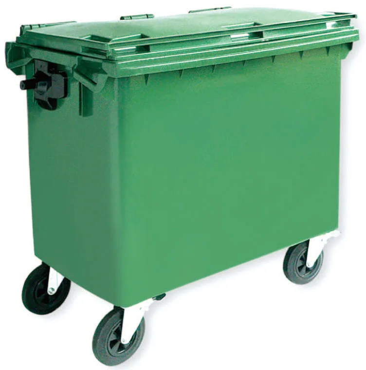 

660л 4-колесная пластиковая мусорная корзина/контейнер для мусора