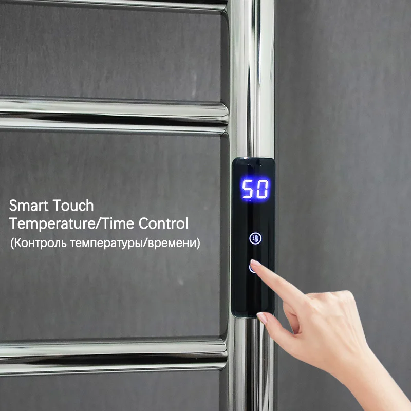 أسود ذكي تسخين كهربائي منشفة رف التحكم في درجة الحرارة توقيت قضيب تعليق المناشف الكهربائية الفولاذ المقاوم للصدأ التجفيف السريع منشفة دفئا