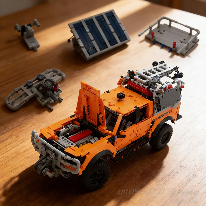 

F-150 Raptor Car Trailer Technical Hitch Crane Platform Hardtop Bumper Roof Rack Building Blocks 42126 MOD Bricks Assembly Set