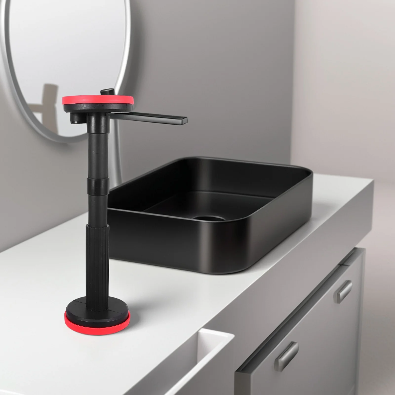 

2pcs Adjustable Support Poles 18-44Cm Black Telescopic Cabinet Jack For Bathroom Sink Installation Undermount Bracket Hardware