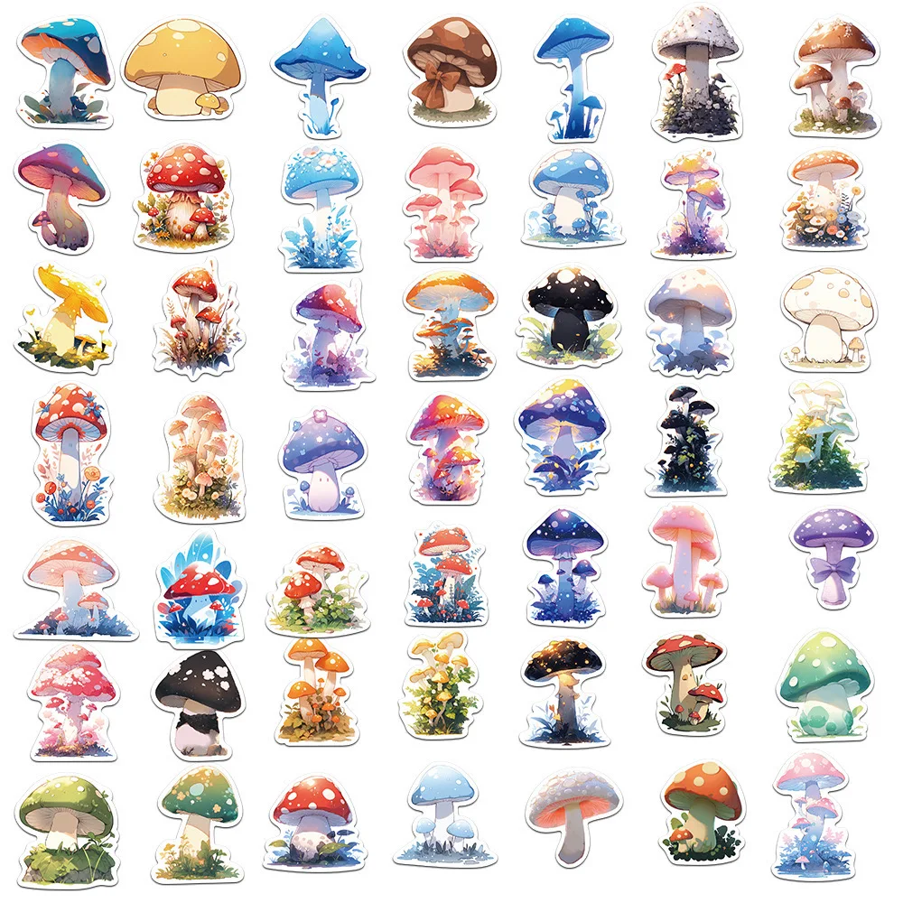 10/50pcs Ins Style Cute Mushroom Stickers Aesthetic Graffiti Decals DIY Scrapbook Luggage Fridge Laptop Phone Sticker Toy