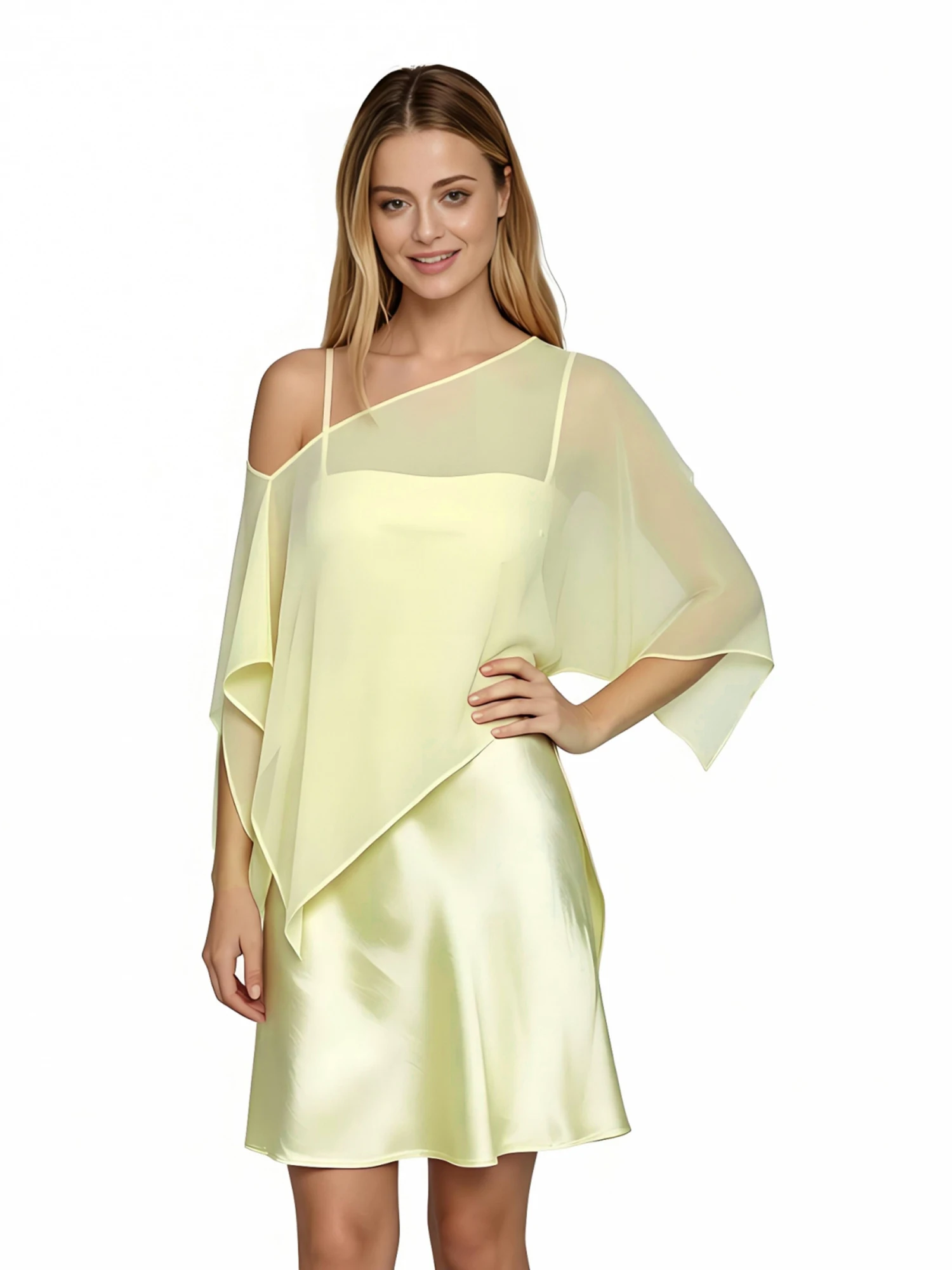 Women Sheer Poncho Casual Loose Solid See Through Off Shoulder Asymmetrical Coverup Tops for Daily Office