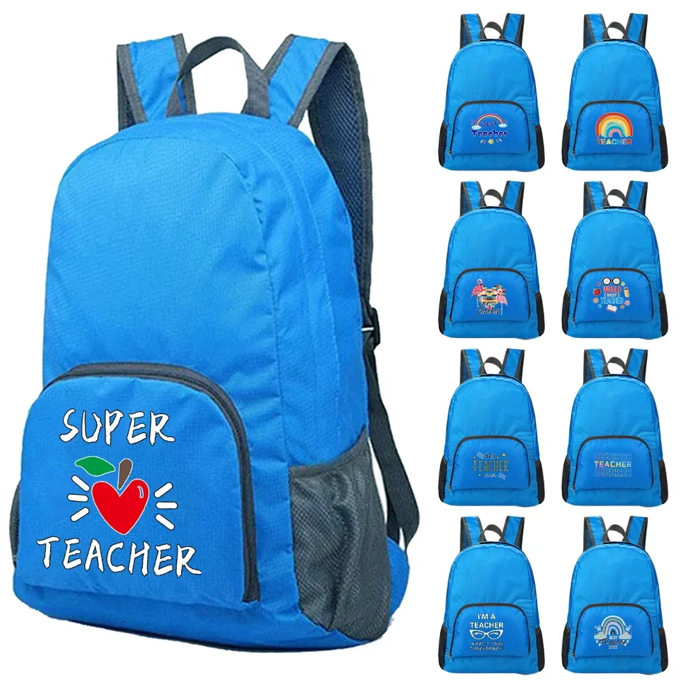 New Teacher Printed Foldable Backpack Ultralight Hiking Travel Folding Storage Daypack Bag Gift Lightweight Packable Outdoor Bag