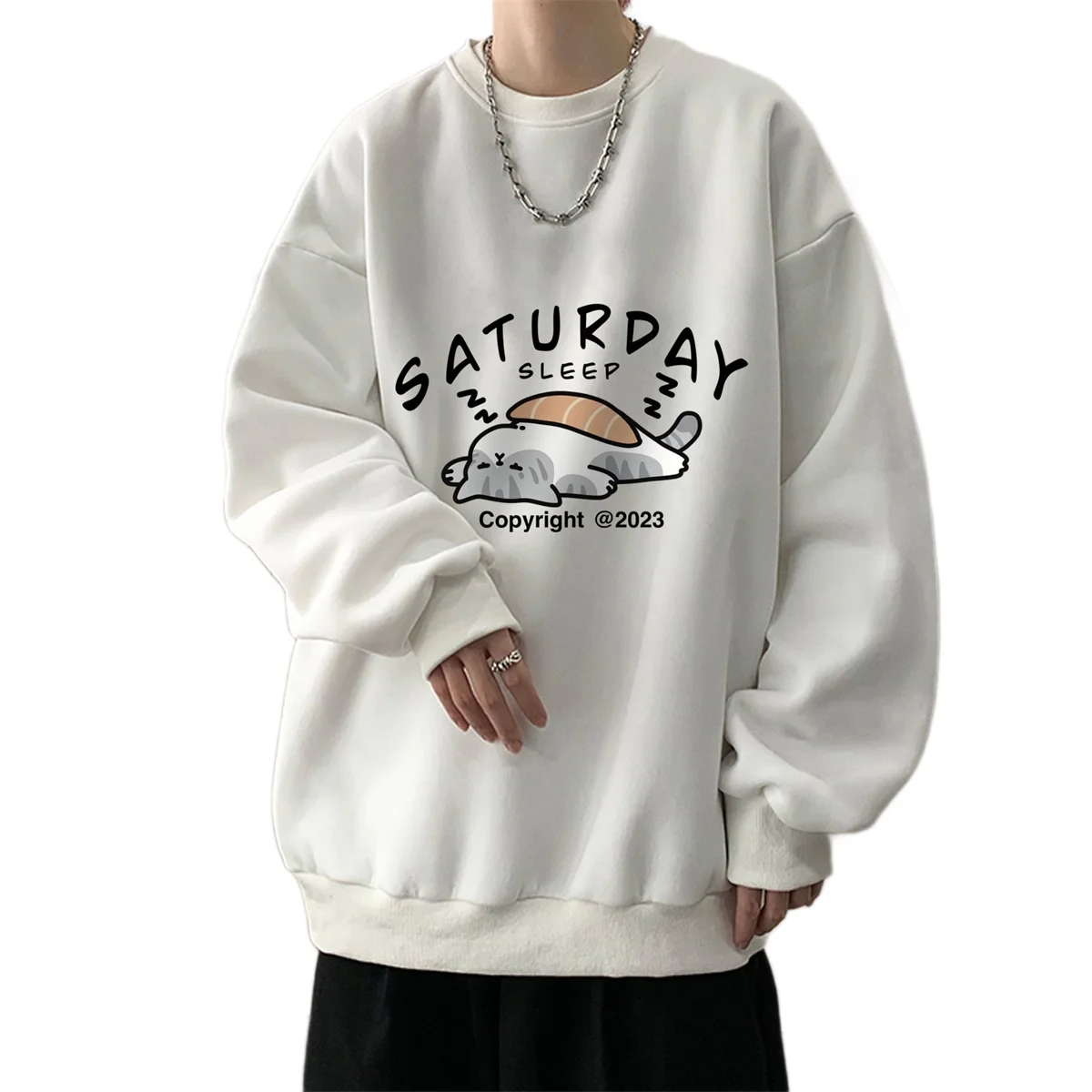 

Футболка для мужчин, осенняя футболка High Street в стиле аниме, повседневная футболка с длинными рукавами и графическим рисунком, субботний сон, готическая футболка большого размера с принтом, спортивная одежда