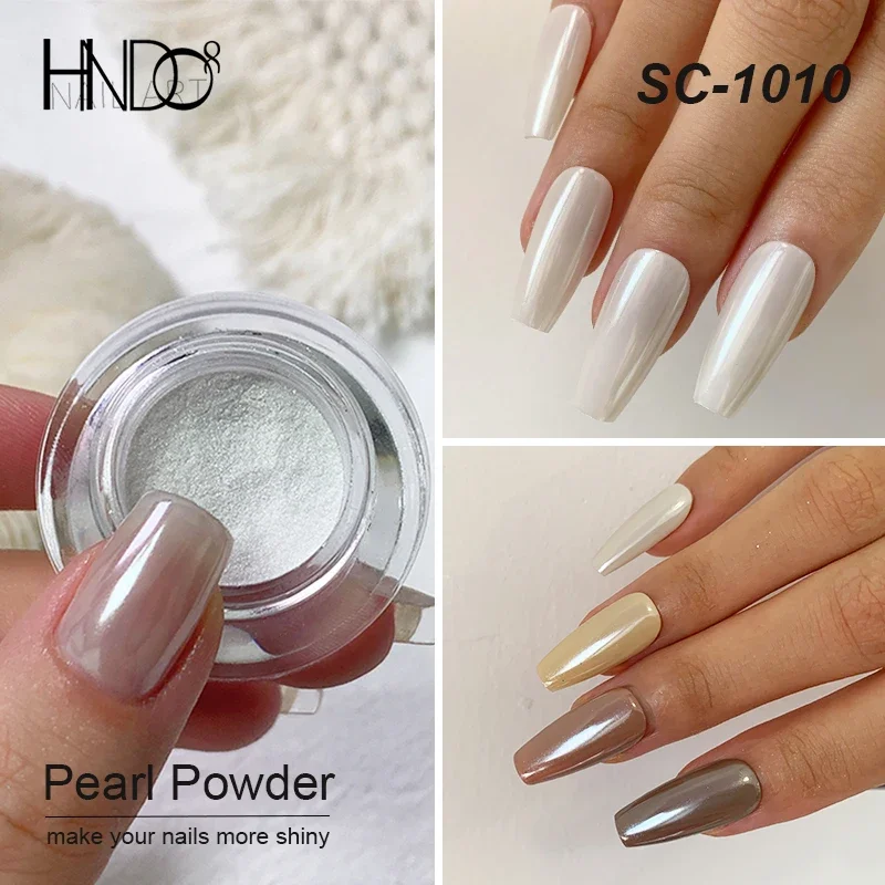 HNDO-Poudre de perle blanche pour manucure, poussière de chrome frottant, pigment brillant, effet brillant, design Nail Art DIY, N64.éventuelles 8001