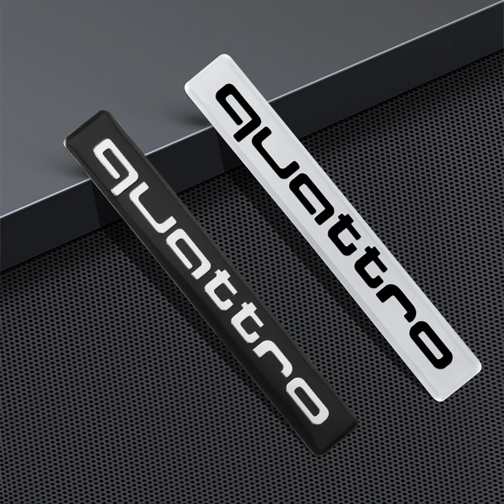 3D Aluminium Quattro Buchstaben Auto-Karosserie Kofferraum Emblem Abzeichen Dekorationsaufkleber für Audi Sline A2 A3 Q3 Q5 Q7 A4 B8 8P A6 Zubehör