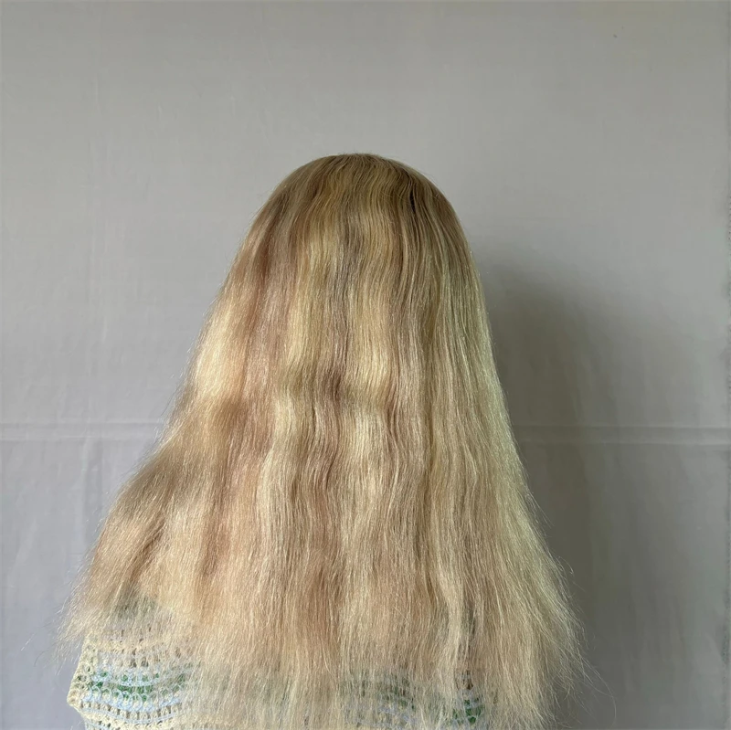 Perruque de Cheveux Synthétiques à Reflets Blonds Ombré pour Femme, 13x4