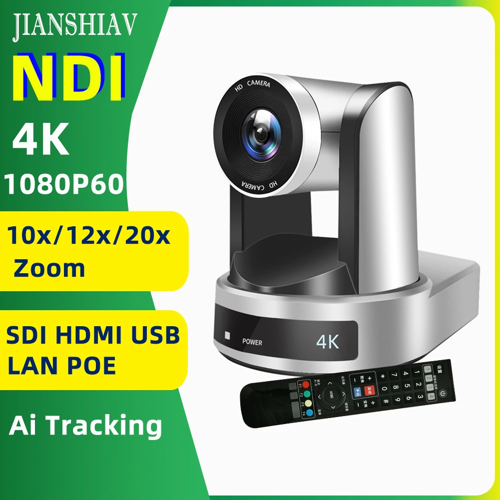 

4K 1080P NDI Conference Camera PTZ Video Live Streaming SDI HDMI USB IP POE 10X 20X zoom for Church NetMeeting Broadcast Youtube