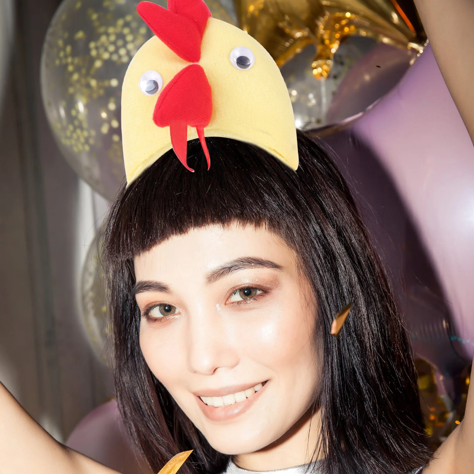 

2pcs Chicken Shaped Hoop, Pp Cotton Party Headband For Kids Girls, Festival Hair Decor, Masquerade Hair Wear, Creative