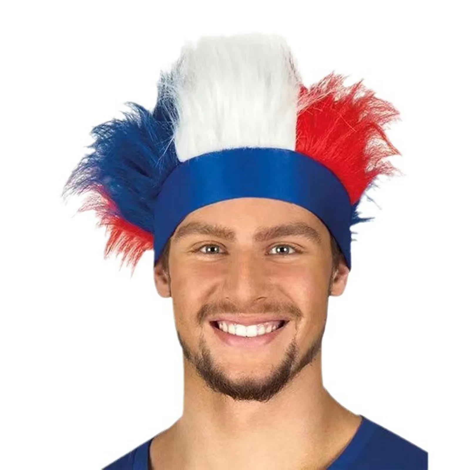 Unisex French Fan Wig Strap With Blue White And Red Color For The European Cup Sports Event Empty Top Wig Workout Sweatband