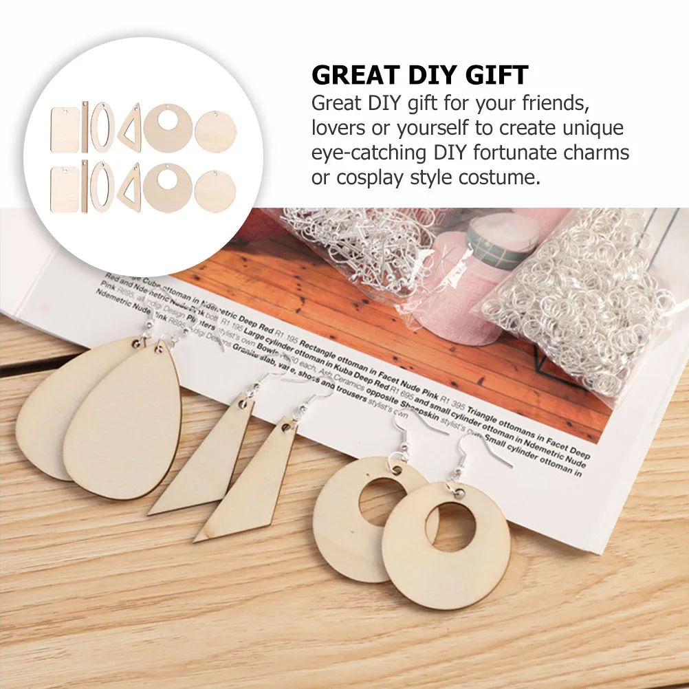 

60 Pcs Earring Accessories Wood Wooden Jewelry Blanks Charms Wooden Jewelry Ear Ornament Supplies DIY Pendant Hoops