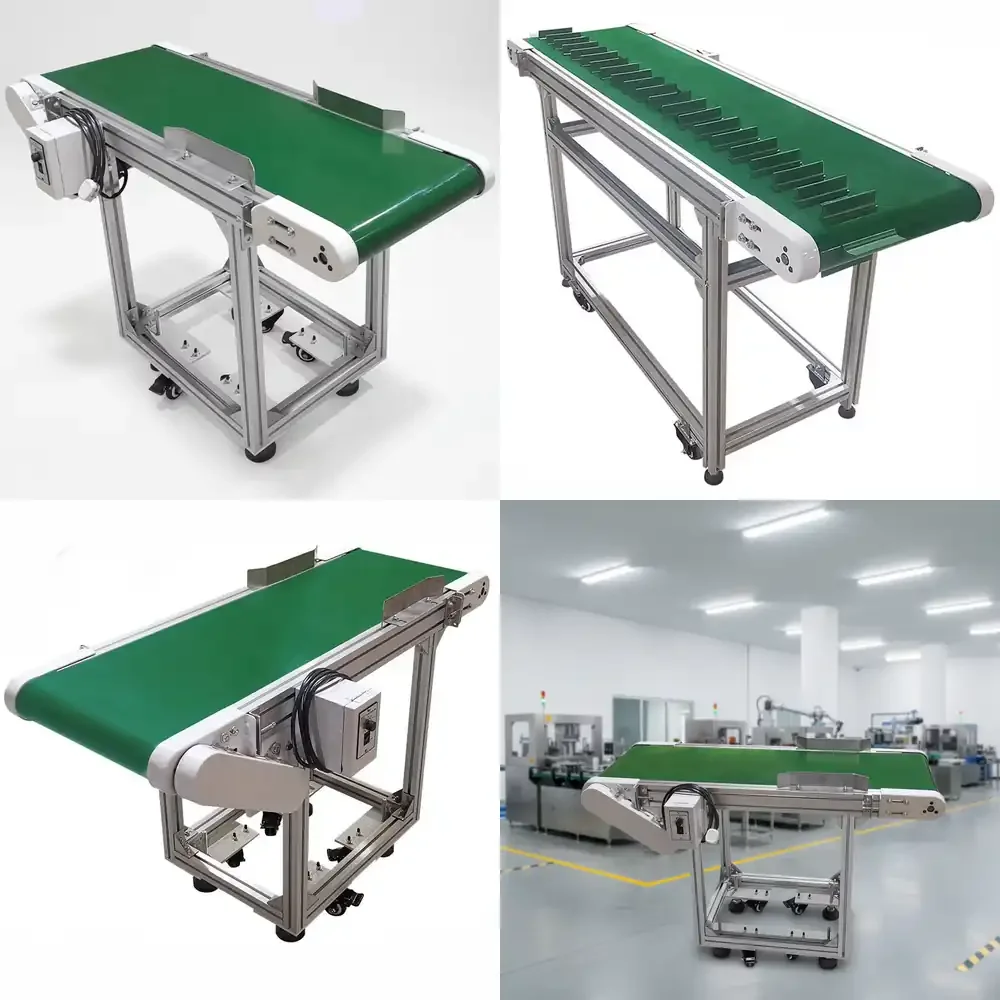 

1M Short Aluminum Lightweight Bidirectional Small Conveyor System for Warehouse Use Industrial Belt Conveyor