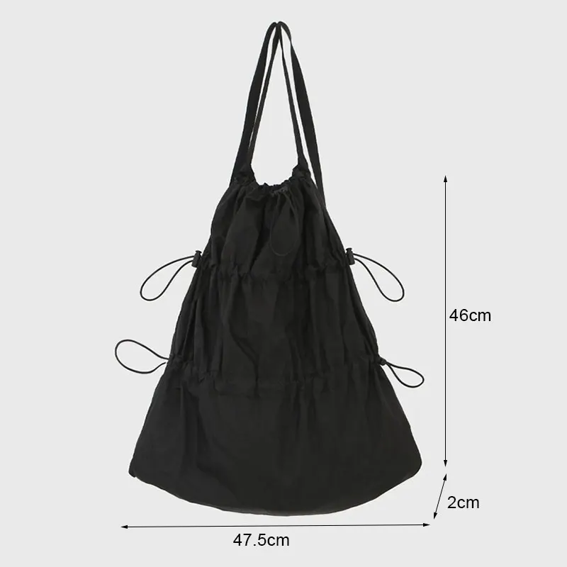 Daypack Large Capacity Drawstring Shoulder Bag Pleated Knapsack Women Backpack Light Fold Casual for Daily Use