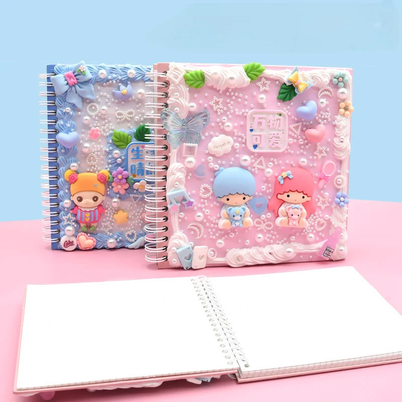 Cream Glue Notebook, Children's Handmade DIY Material Bag, Small Jewelry Making Cute Student Accounting Book Journal