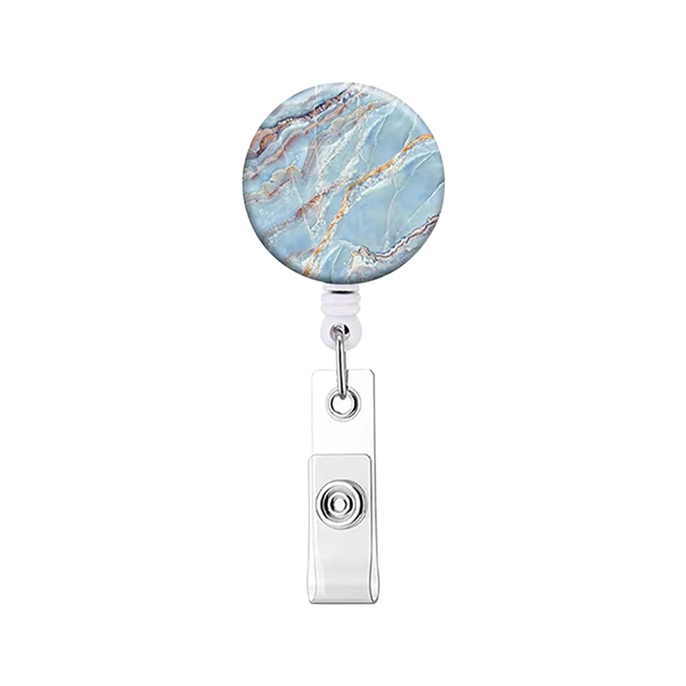 Gilding Marblizing Retractable Badge Reel for Unisex Nurse Work Card Clip ID Name Badge Holder Keyring Lanyard Accessories Reels