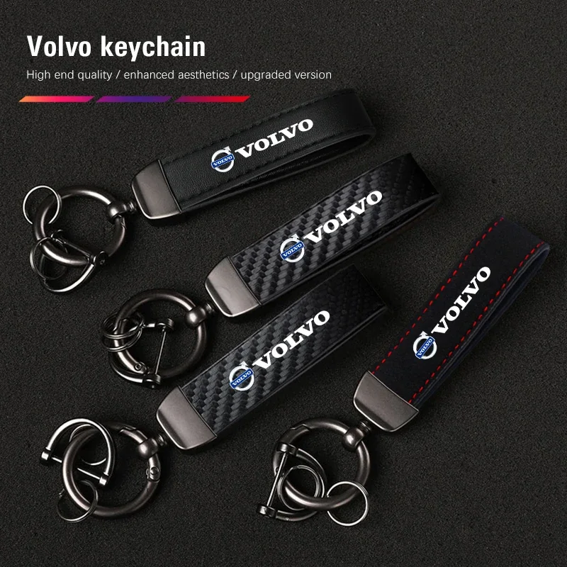 سيارة ألياف الكربون نمط المفاتيح ستوكات الجلود مفتاح سلسلة لفولفو Xc60 Xc90 V40 V60 S60 V50 V90 S80 C40 XC40 V70 XC70 C30