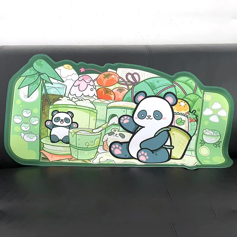 

Extra Large Gaming Mouse Pad Cute Pastel Green Panda XXL Big Desk Mat Water Proof Nonslip Laptop Desk Mat Accessories