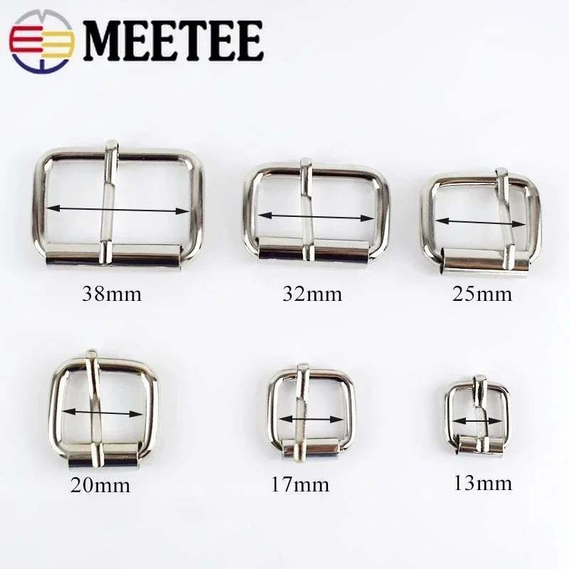 10/20Pcs Meetee 13-38mm Metal Buckles for Belt Roller Pin Buckle Bag Strap Adjustable Slider Ring Clasp DIY Hardware Accessories