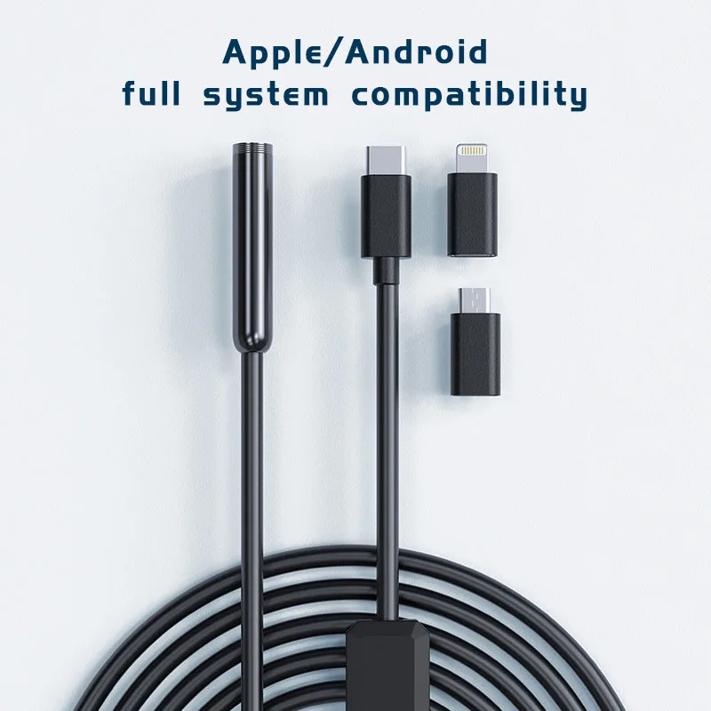 Android Endoscope 3 in 1 USB/Micro USB/Type-C Borescope Inspection Camera IP67 Waterproof for Smartphone Computers（5 meters）