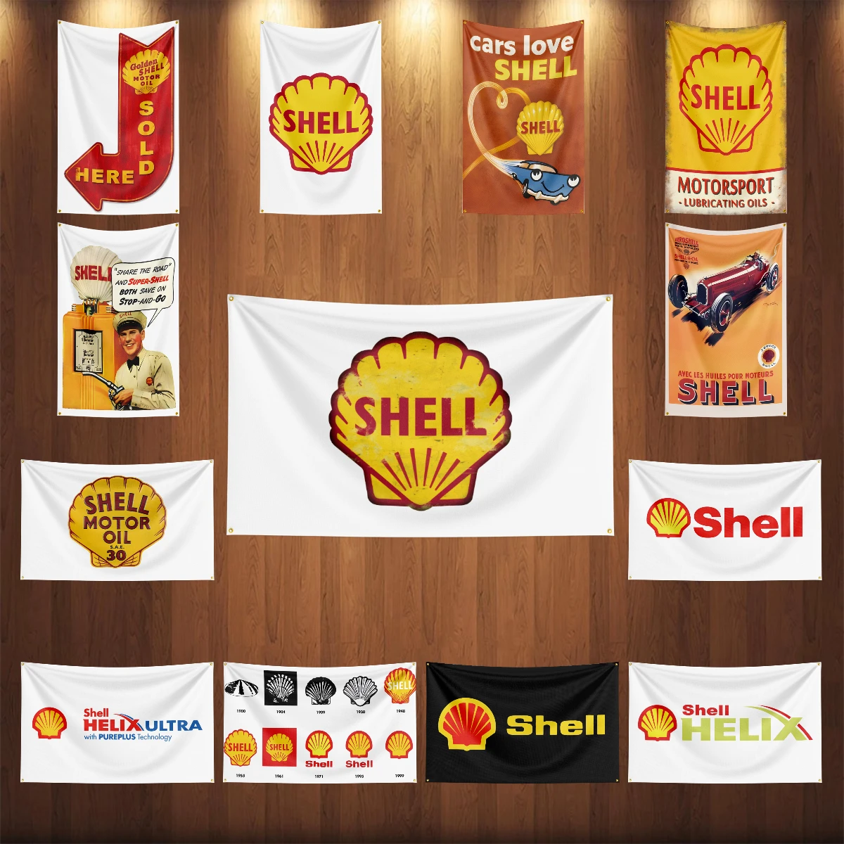 

Shells Motor Oil Flag Motorcycle Racing Car Engine Oil Garage Car Banners Tapestry Flag Garage or Outdoor For Decoration