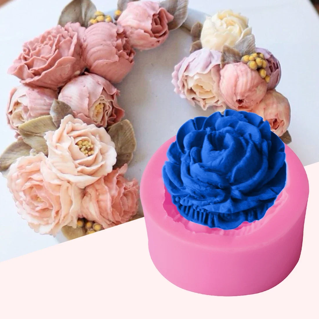 1PC Cake decorating tools 3D Rose Flower Silicone Mold Fondant Gift Decorating Chocolate Cookie Soap Polymer Clay Baking Molds