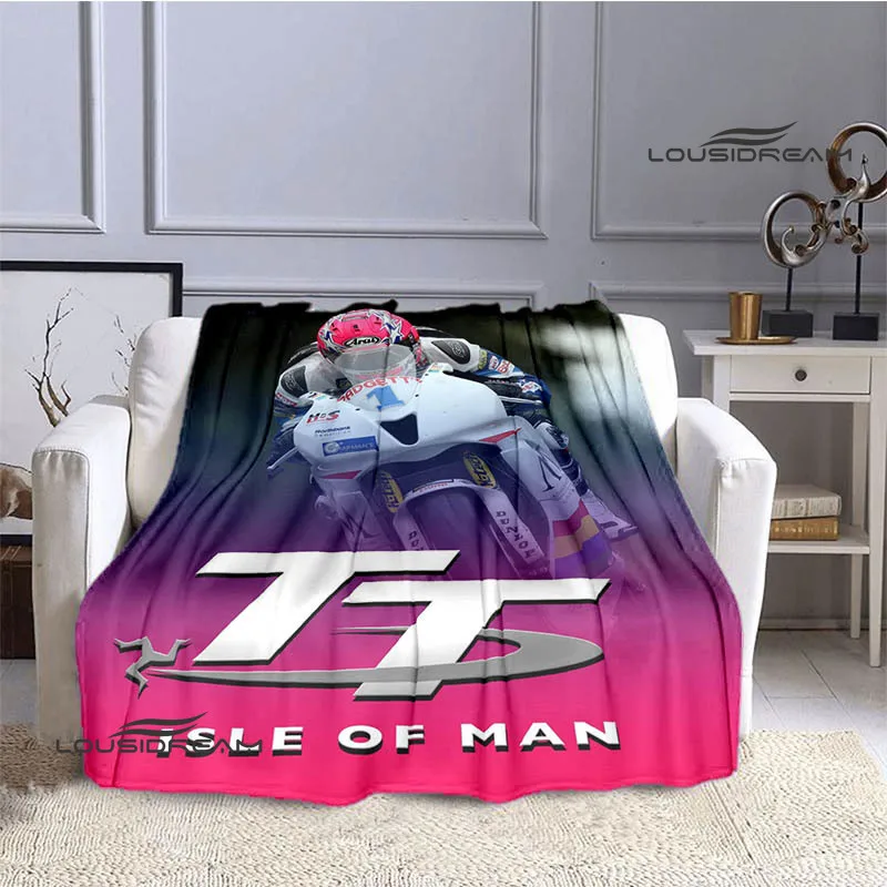 Motorcycle isle of man tt Printed blankets Flannel Warm blanket Soft Cozy Blanket Travel Blankets bed linings Birthday Gift