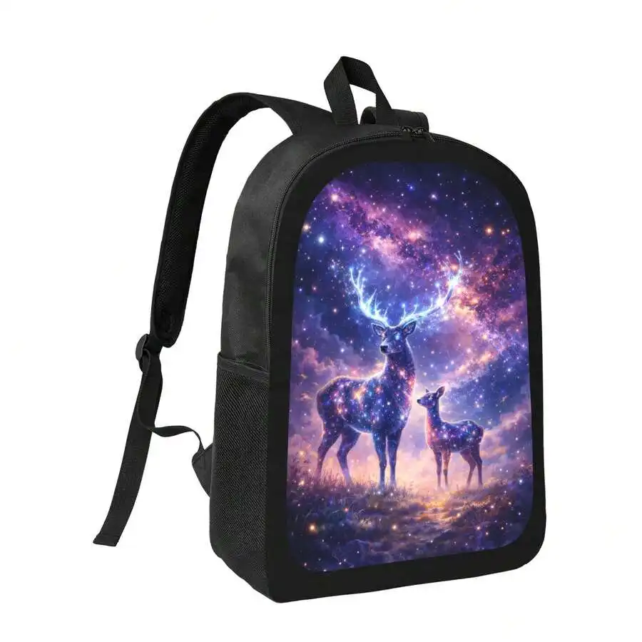 

Galaxy Deer Print Backpack Stylish Casual Lightweight Daypack For Men Women