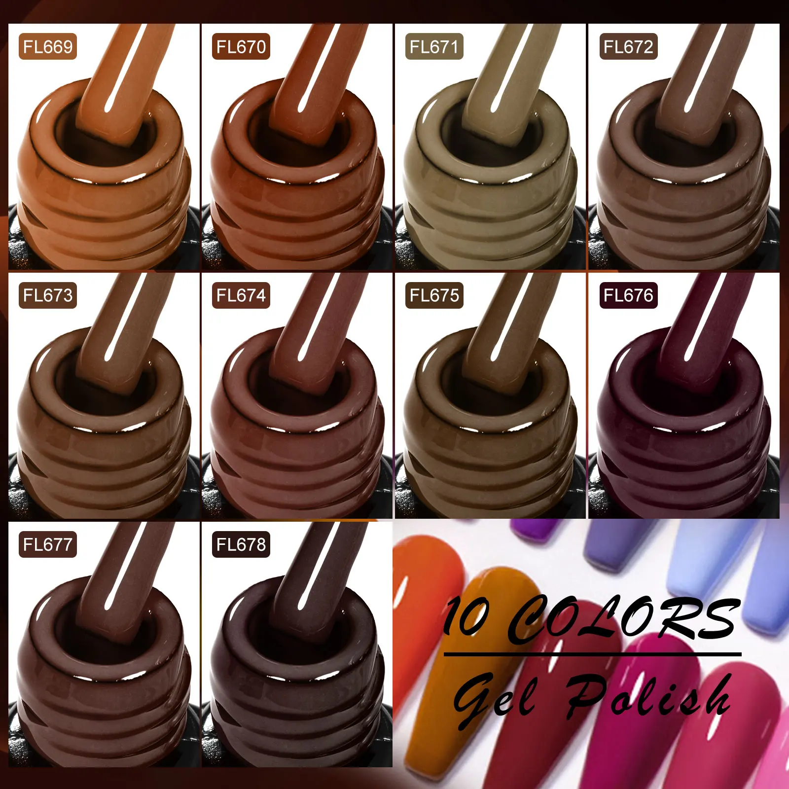 ชุดยาทาเล็บเจล 12 ชิ้น พร้อมเบสโค้ทและท็อปโค้ท สีน้ำตาลแดง สำหรับฤดูหนาว แบบกึ่งถาวร ลอกออกได้ด้วยน้ำยาล้างเล็บเจล ยูวี เจลวานิช ชุดทำเล็บ อุปกรณ์ทำเล็บ