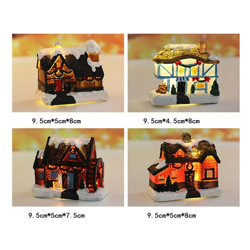 سطوع LED تضيء مشهد منزل القرية الصغيرة زينة عيد الميلاد ديكور عيد الميلاد منزل عيد الميلاد