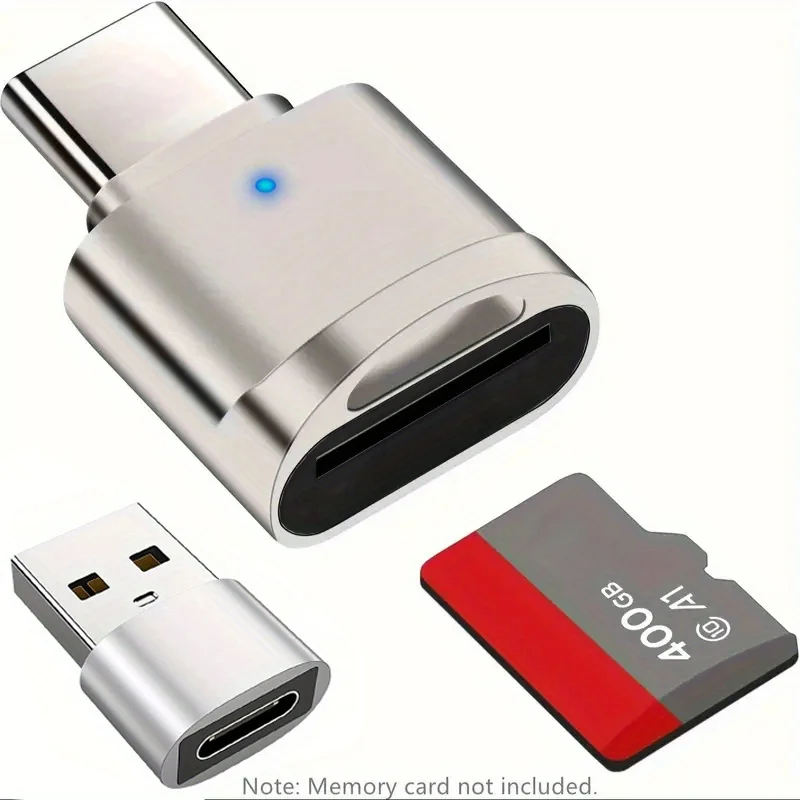 2-Pack Type C TF SD Card Reader Zinc Alloy Shell with USB C to USB Adapter for iphone 15-17 pro Max Laptop MacBook Samsung
