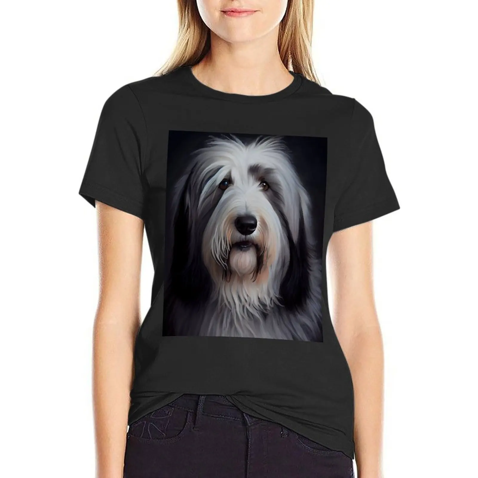 Bearded Collie - Oil Paint T-Shirt Aesthetic clothing funnys cute clothes korean Women's clothes