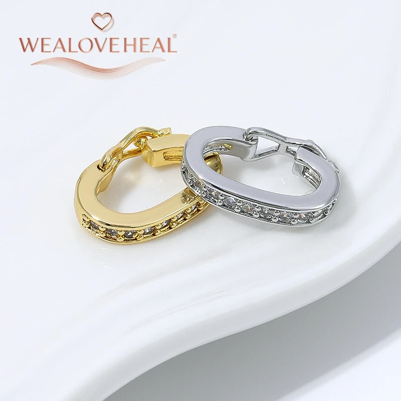 Luxuriöser Micro-Pavé-Zirkon Ovaler Universalverschluss, 18K Vergoldeter Messing-Mechanischer Verschluss für DIY Halsketten- und Armband-Schmuckzubehör – Detail 21