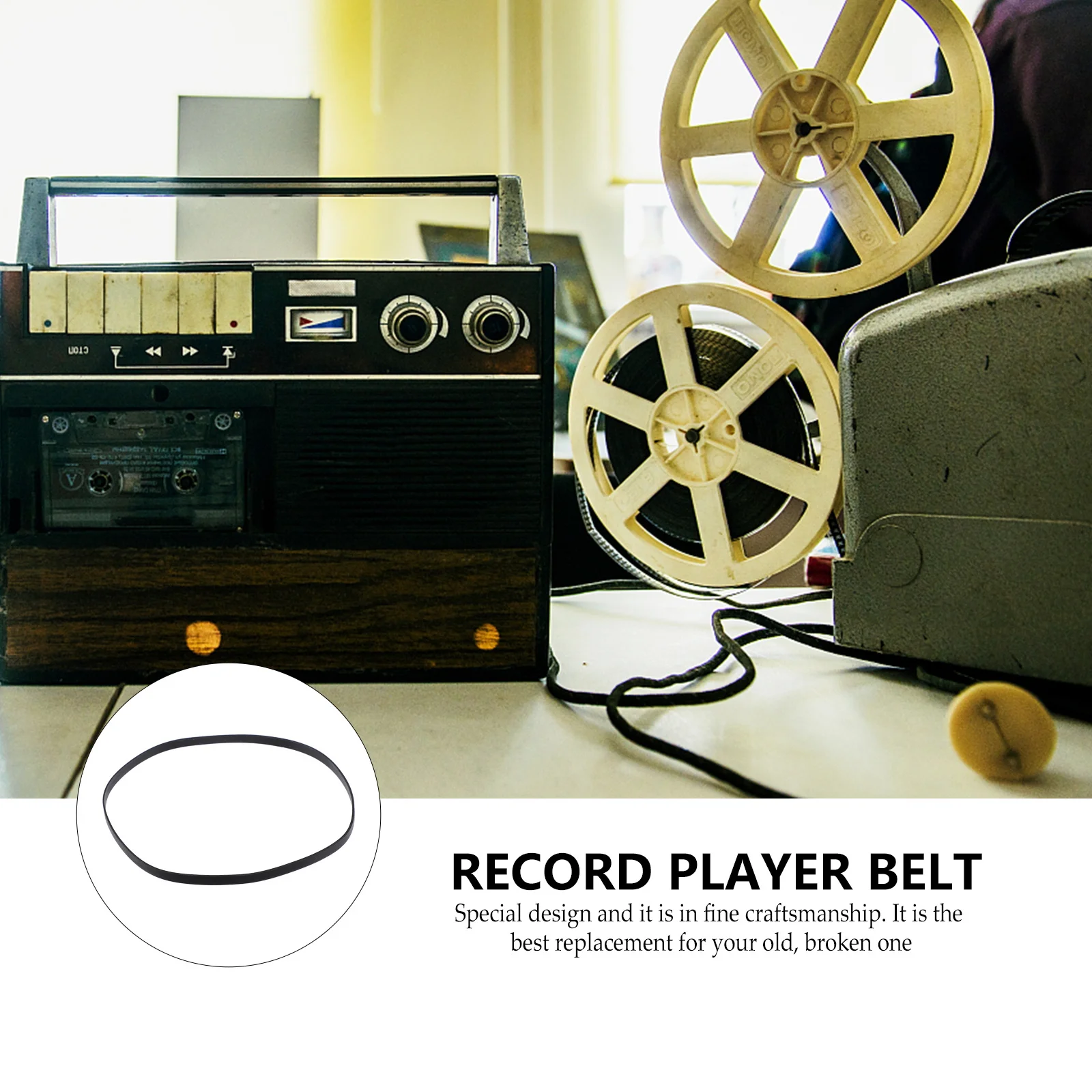 

2Pcs High-Performance Turntable Belt Rubber Replacement for Black Vinyl Record Player Phonograph Long-Lasting Wear-Resistant