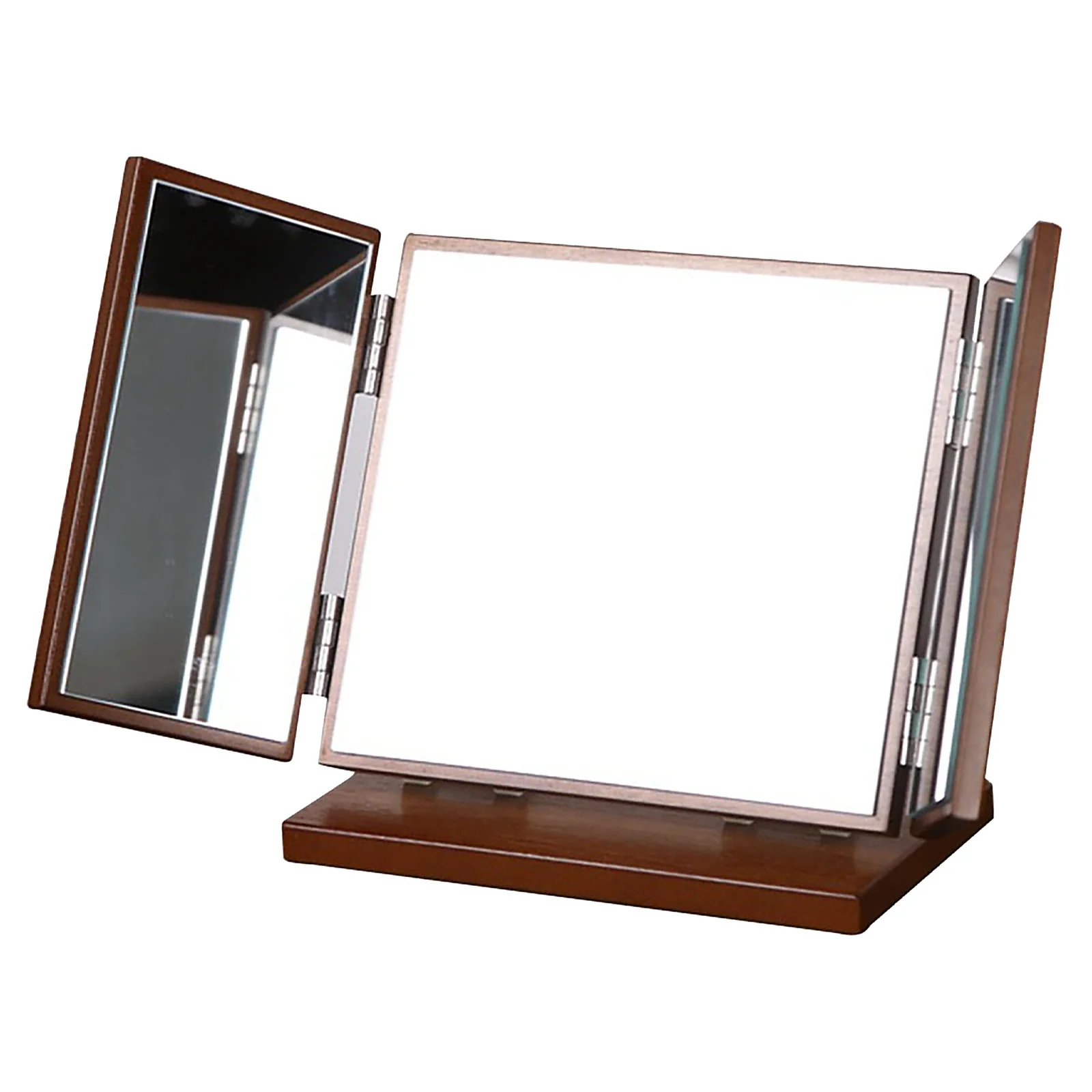 مرآة مكياج قابلة للطي بنمط نحت خشبي مبتكر، عملية ومتينة للنساء، أداة مكياج مرآة لمستحضرات التجميل قابلة للطي