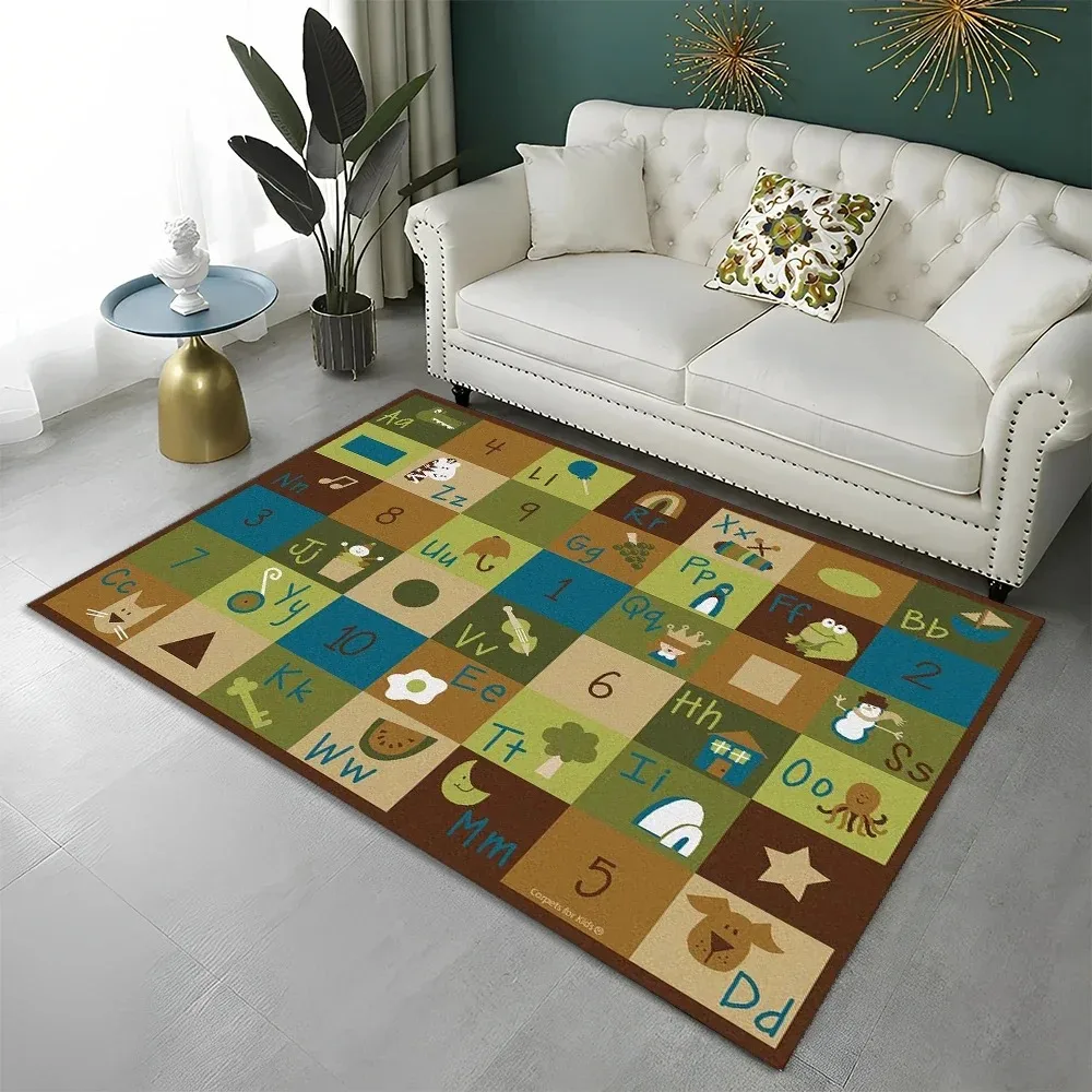 Kids Early Education Rug Series Alphabet Animal Number Patterns Suitable for Nursery Kindergarten Children's Room Learning Space