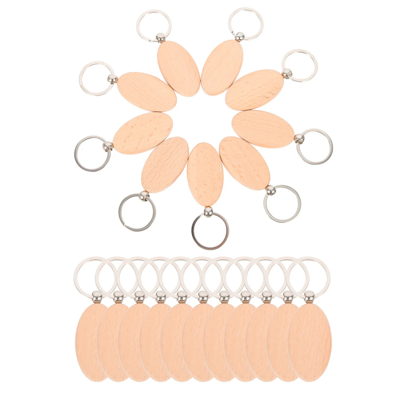 

30Pcs Wood Keychain Blanks Beech Wood DIY Keychain Pendant Rustic Craft Supplies Wooden Key Ring Blanks for Creative