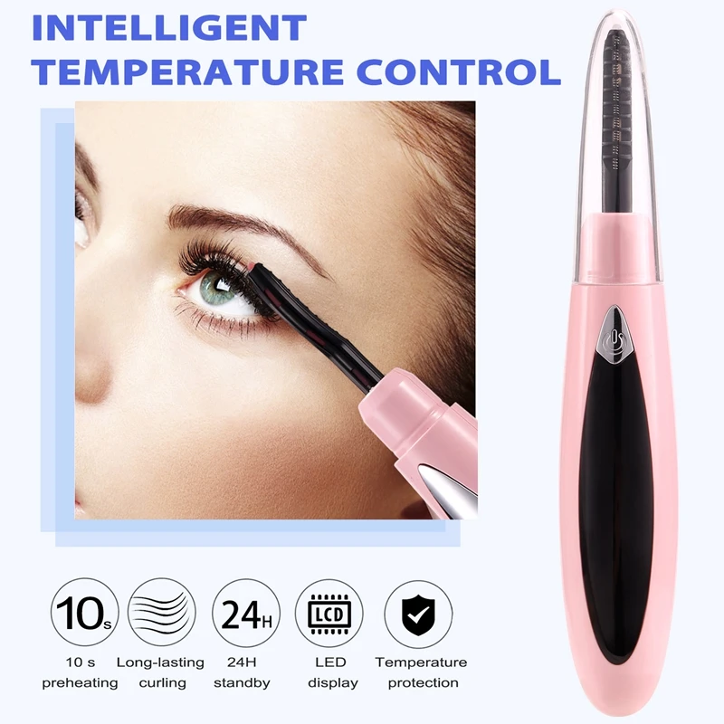 Elektrisch beheizter Wimpernzange, USB-Aufladung, Make-up-Locken-Set, langlebiger, natürlicher Wimpernzange