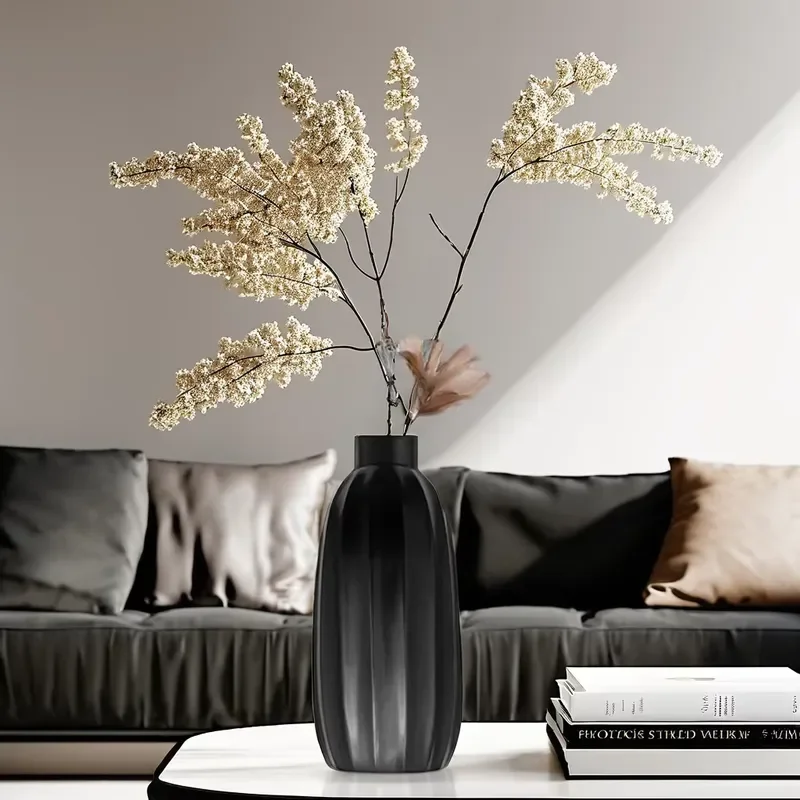 for Elegant Matte Black Resin Vase Simple Home Decoration Custom Size Modern Design  Living Room Office Decor
